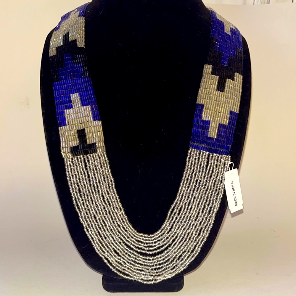 Nepalese beaded waterfall necklace